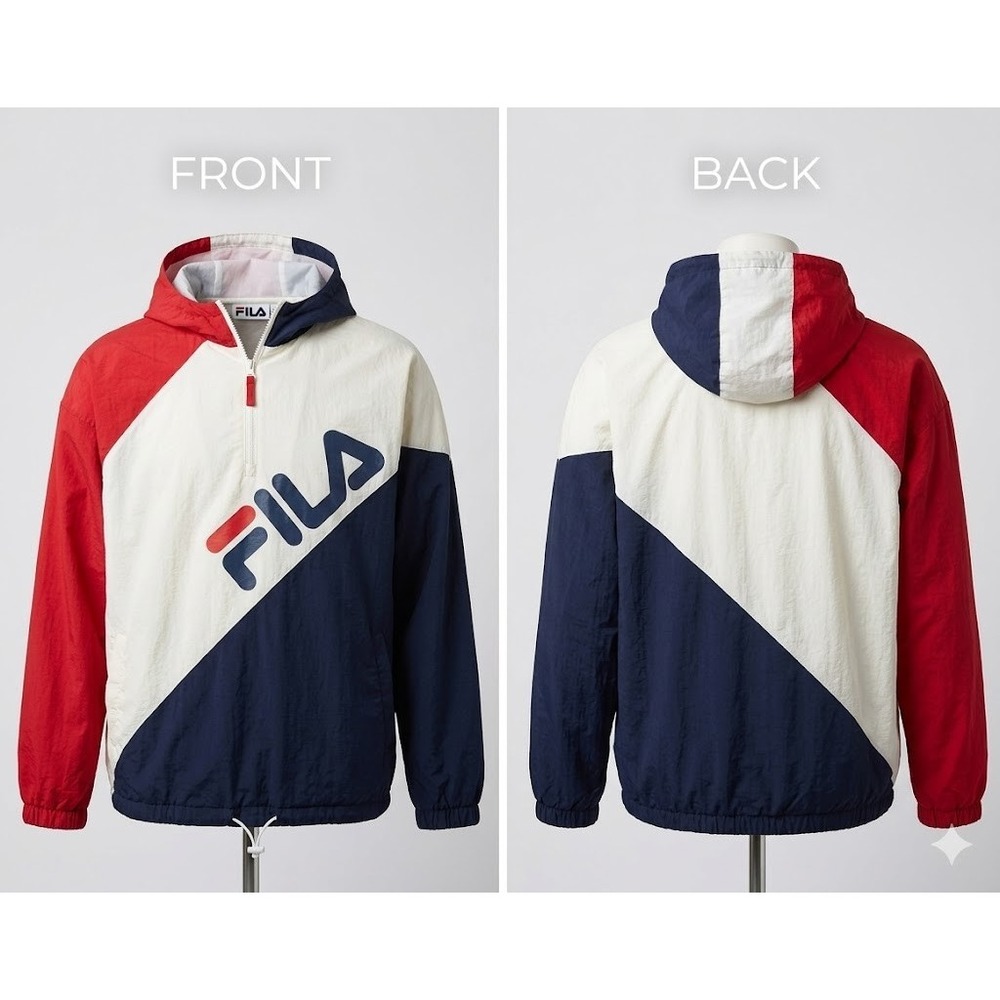 : Fila Harrison 1/2 Zip Jacket Mens 3XL Colorblock Windbreaker Retro Streetwear